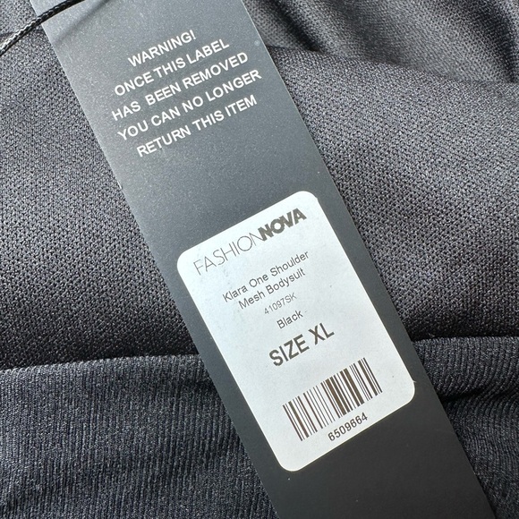 Fashion Nova Kiara One Shoulder Mesh Bodysuit, New, Size XL - Picture 7 of 13